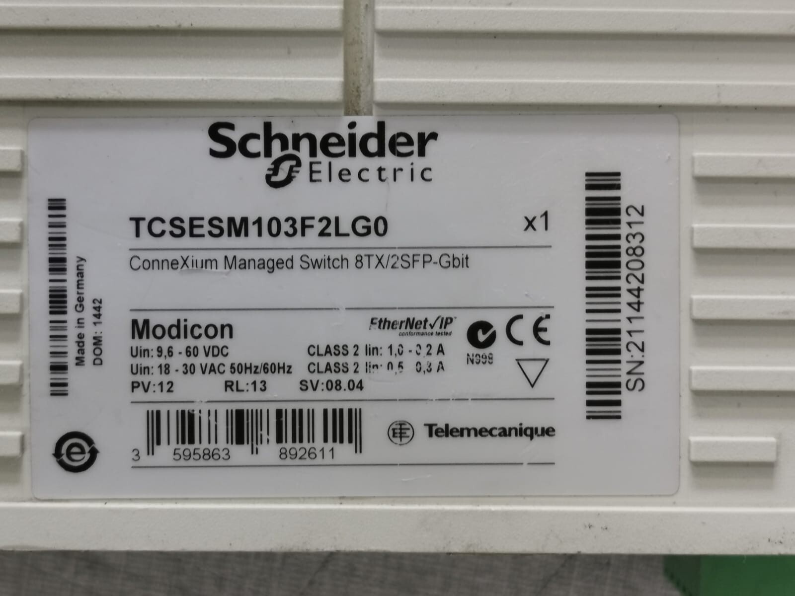 Schneider TCSESM103F2LG0 Modicon Schneider TCSESM103F2LG0 ConneXium Managed Switch 8TX/2SFP-Gbit 3