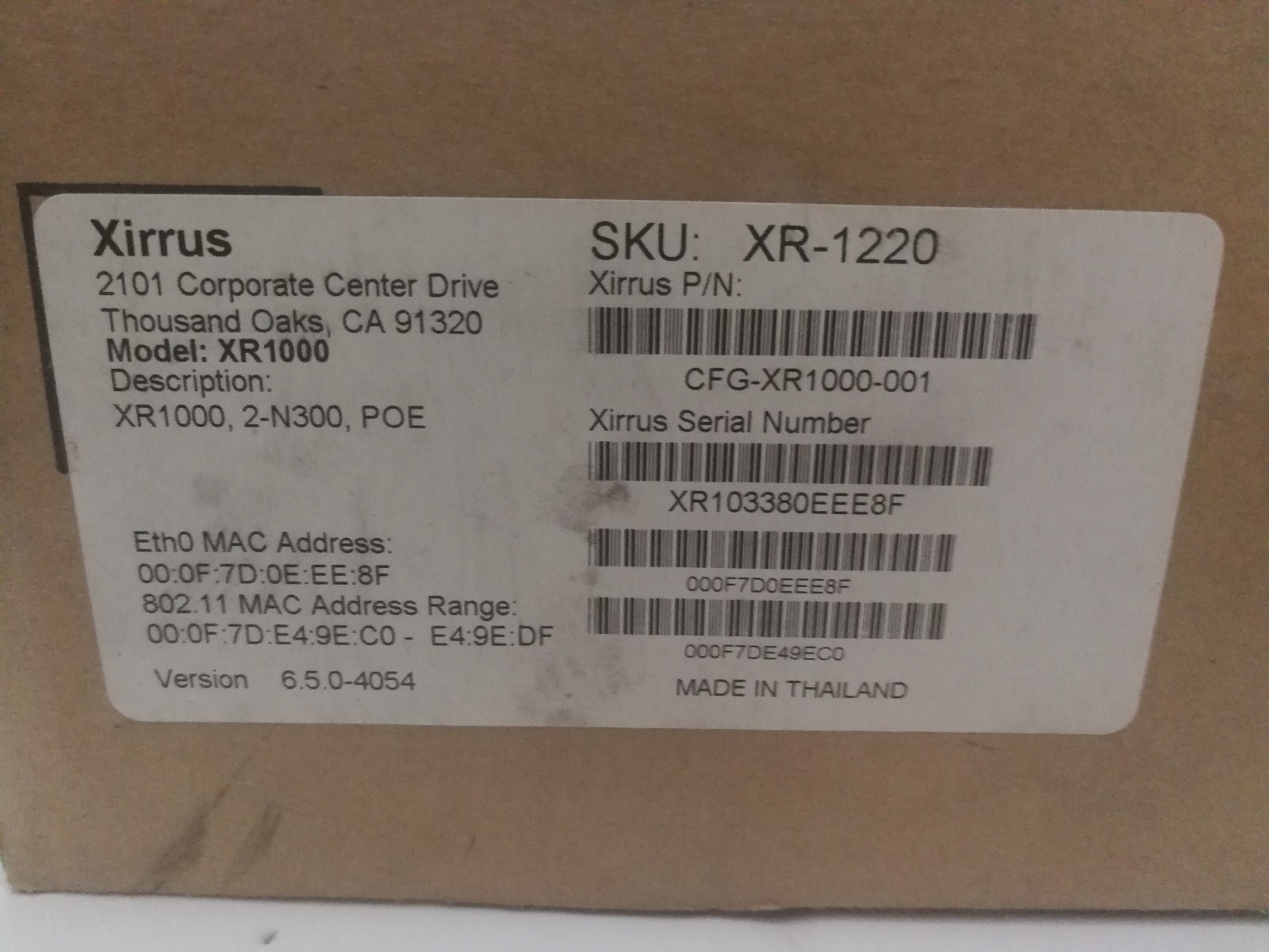 Xirrus Wireless Access Point XR-1000(XR-1220) 2 Radios 802.11n
