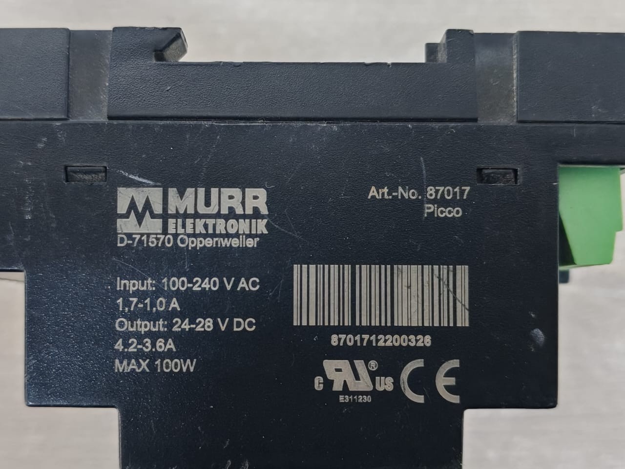 MURR ELEKTRONIK PICCO-87017 Murr Elektronik Picco 87017 Power Supply 100-240V 4