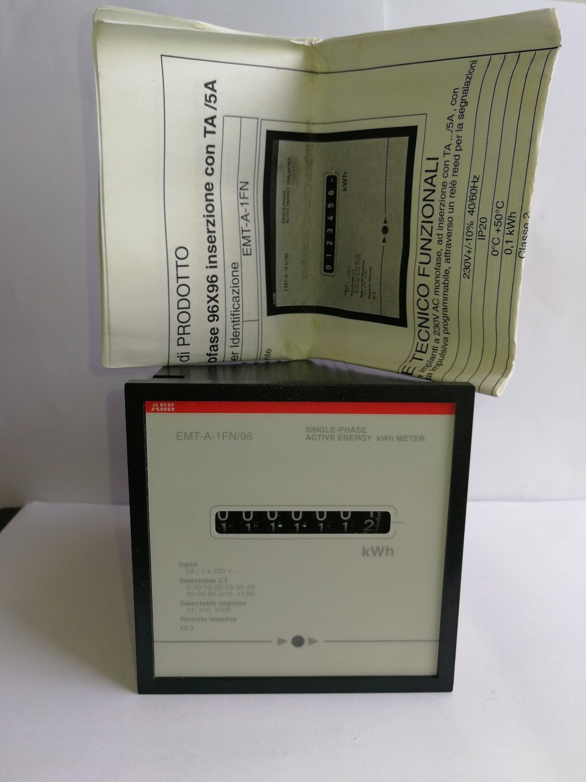 ABB EMT-A-1FN/96 ABB EMT-A-1FN/96 SINGLE-PHASE ACTIVE ENERGY kWh METER 6