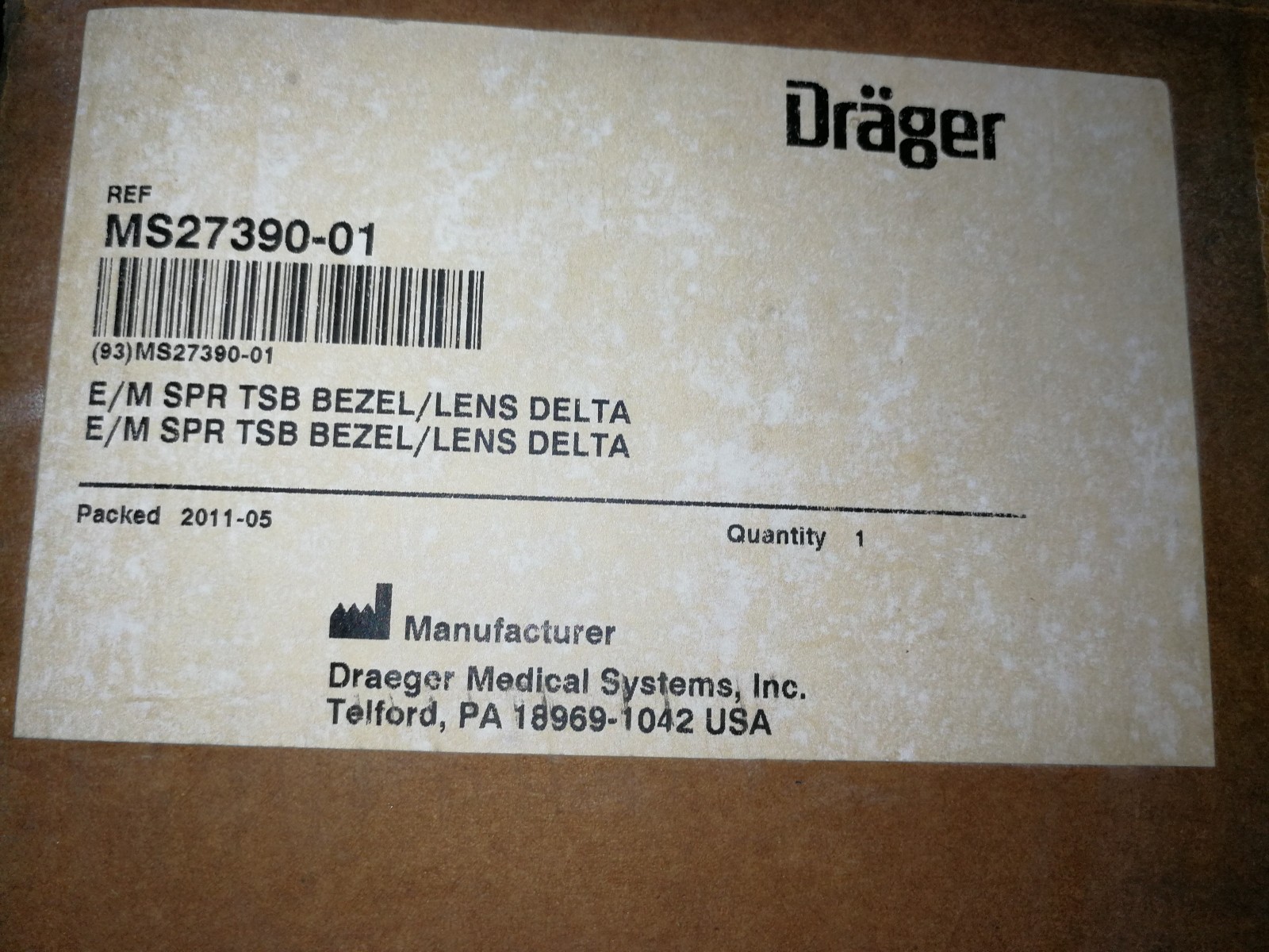 Delta MS27390-01 Drager MS27390-01 E/M SPR TSB BEZEL/LENS DELTA 6