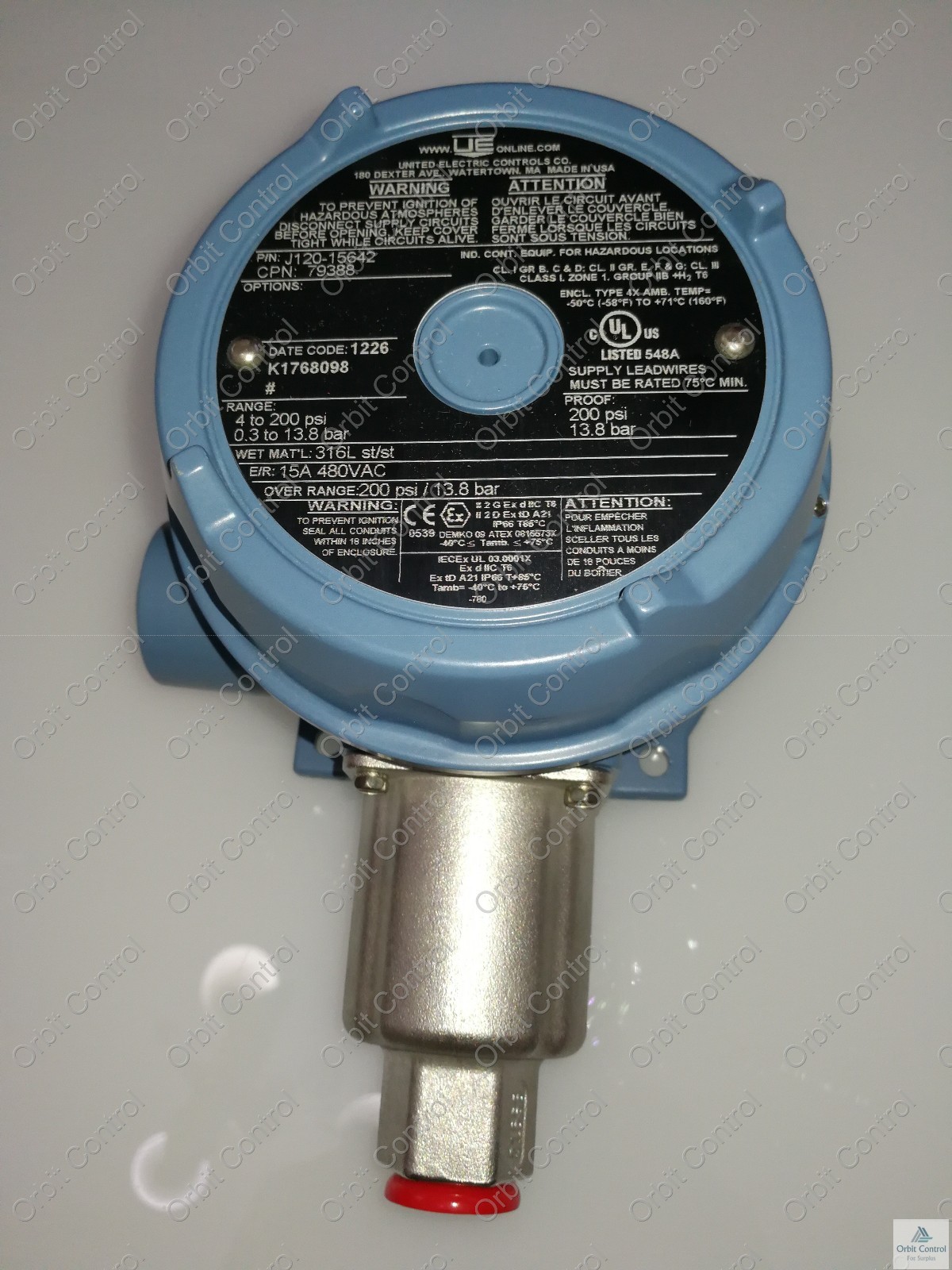 UNITED ELECTRIC J120-15642 ed Electric J120-15642 Explosion-proof Differential Pressure Switch 3