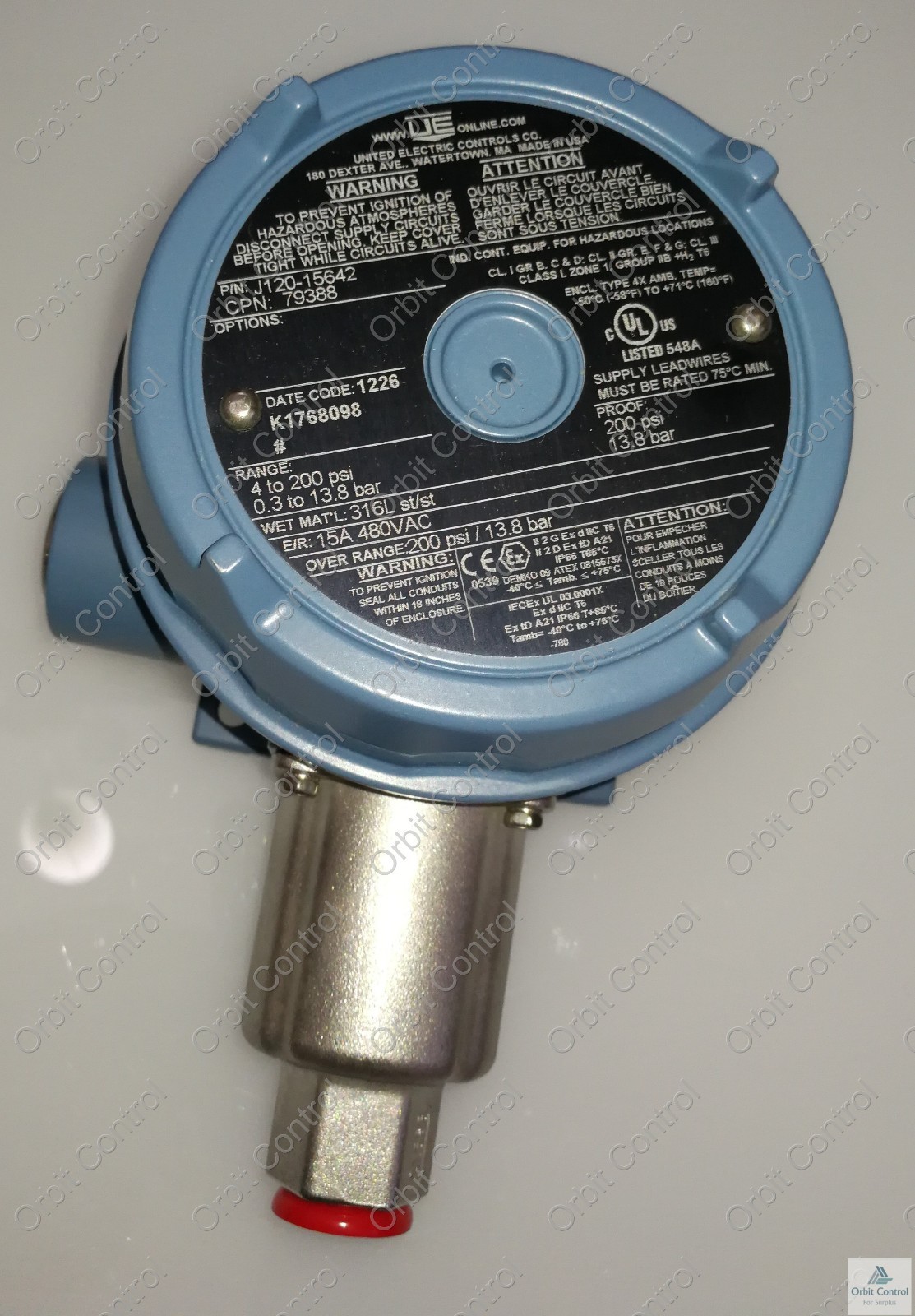 ed Electric J120-15642 Explosion-proof Differential Pressure Switch