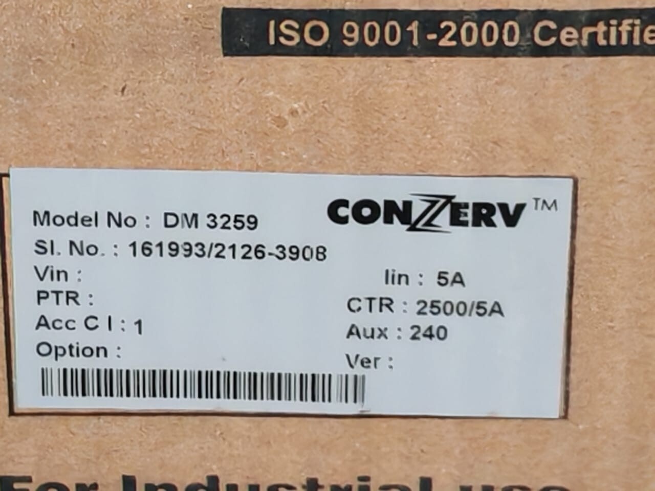 CONZERV DM-3259 CONZERV DM 3259 AMPMETER DM3259-2500/5-240/CON 10