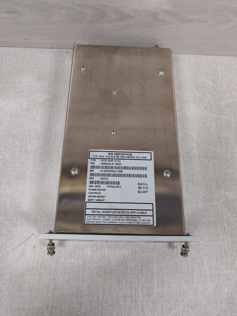 ROYAL INVENTUM OCM 3000 ROYAL INVENTUM PATENTS APPLICABLE OCM 3000 ARINC 10