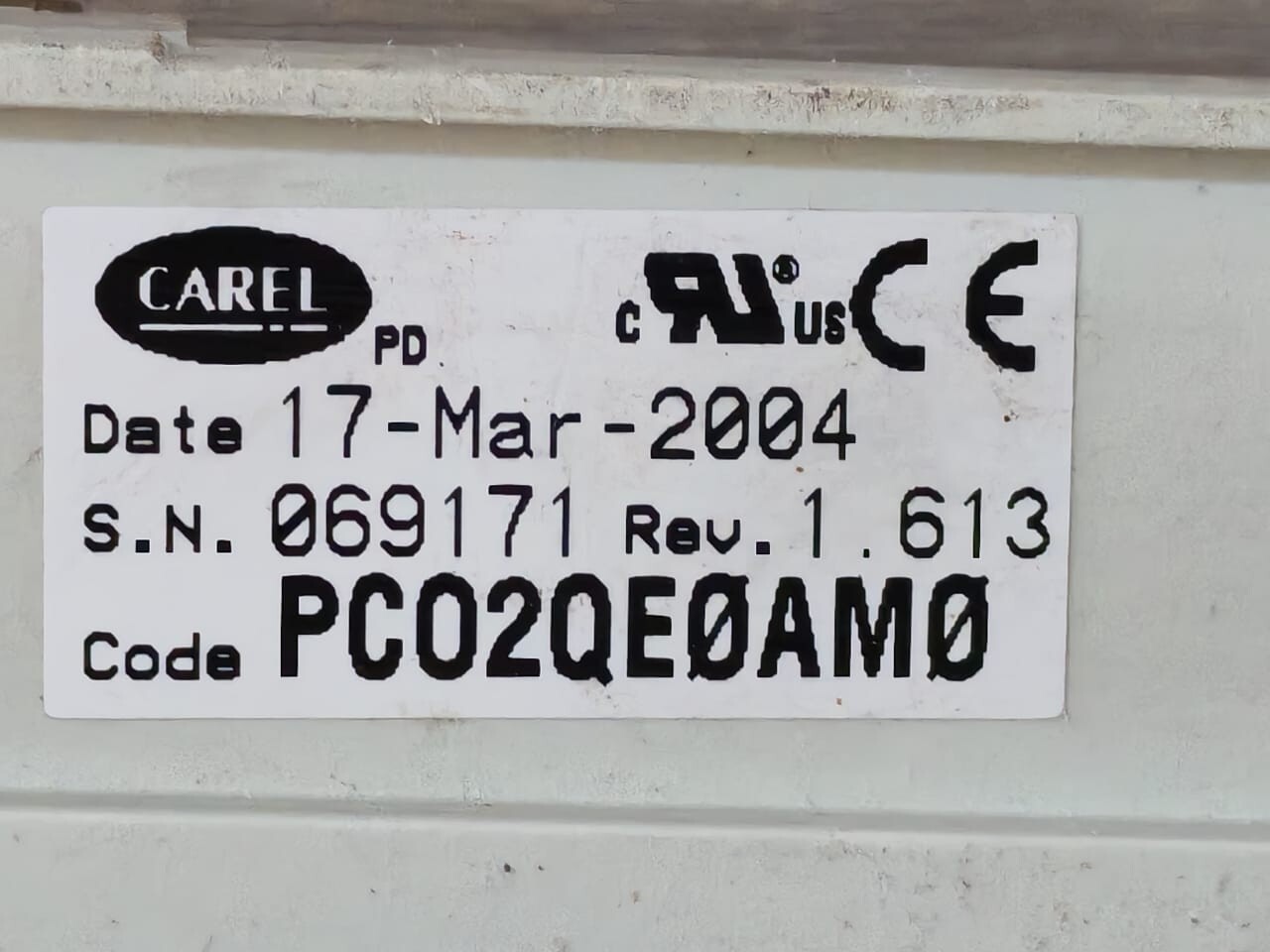 Carel PCO2QE0AM0 CAREL PCO2QE0AM0 Rev 1.613 MCQUAY MICROTECH II "C"PLUS 8
