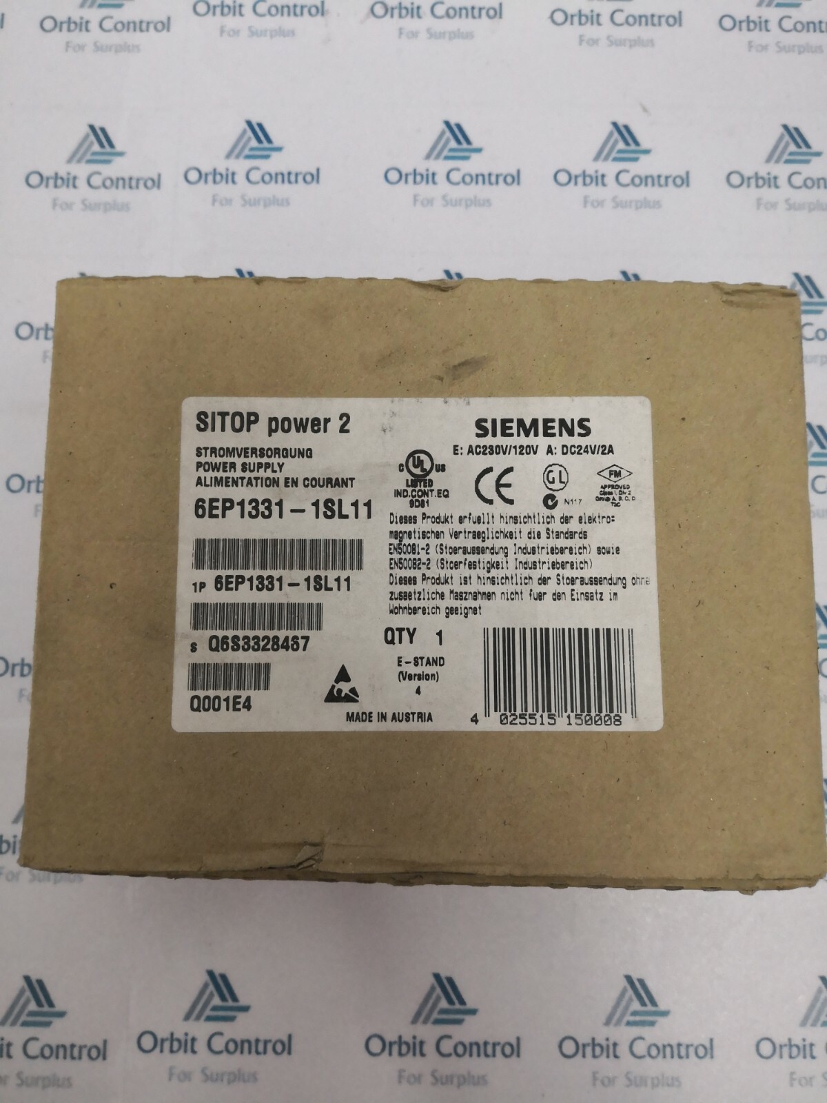 Siemens 6EP1 331-1SL11 Sitop Power 2 Stabilized Power Unit