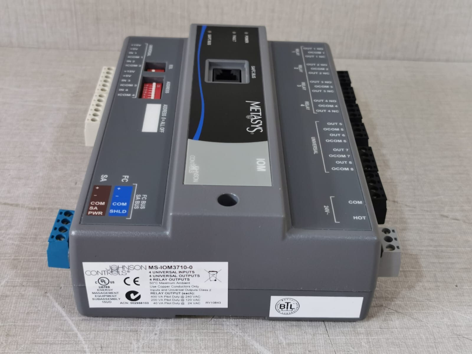 Johnson Controls MSIOM37100 Johnson Controls MS-IOM3710-0 / MSIOM37100 Input Output Module 8
