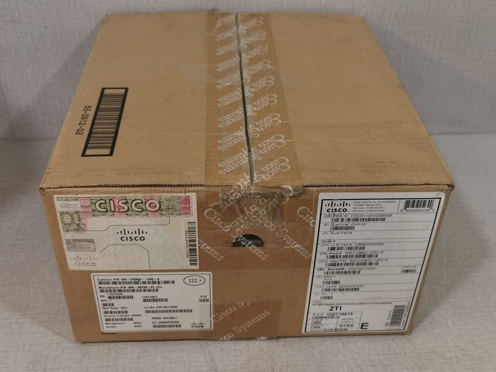 Cisco WS-C3560C-12PC-S Cisco Catalyst WS-C3560C-12PC-S 3560C 12-FE PoE. 2 X Dual Compact Switch 7