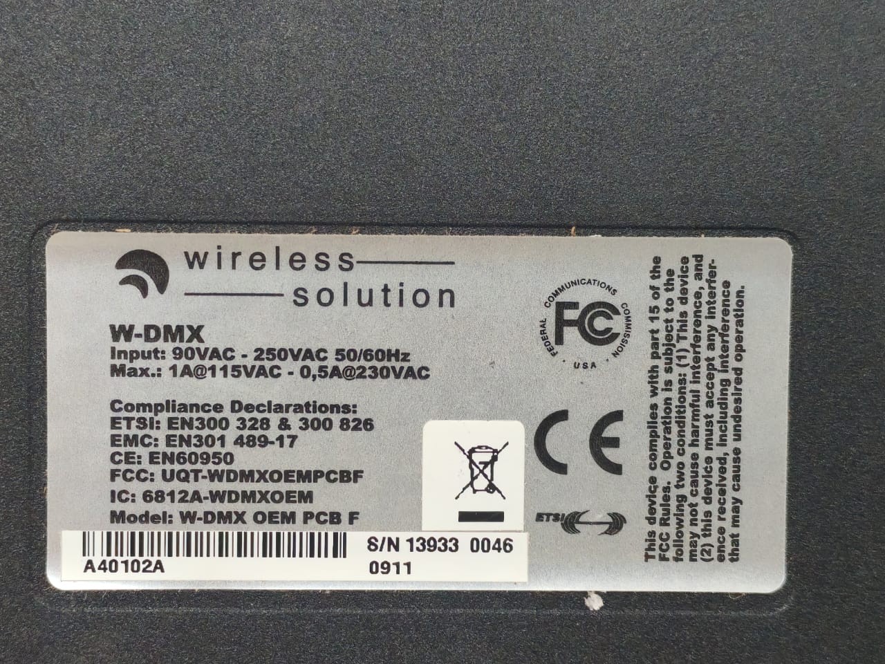 Wireless Solution W-DMX-OEM-PCB-F-BLACKBOX-R-512 Wireless Solution W-DMX OEM PCB F Blackbox R-512 Indoor Receiver 4
