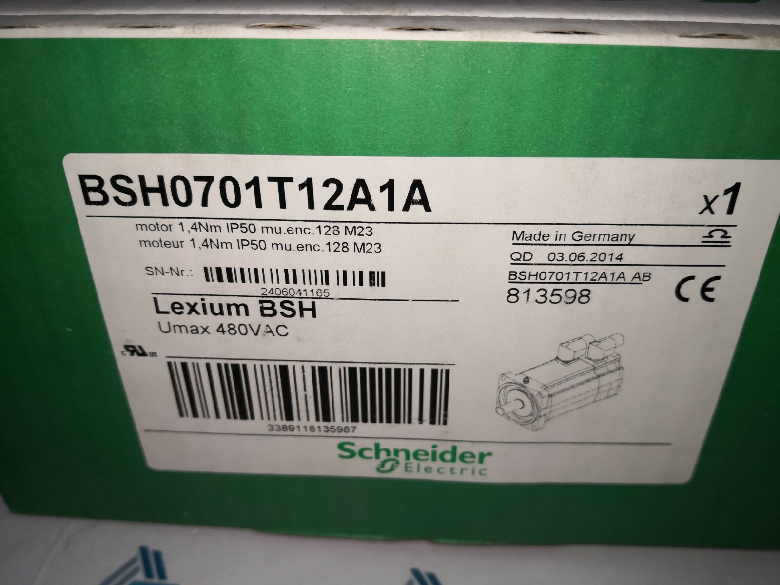 New Schneider Electric BSH0701T12A1A / AC Servo Motor BSH - 1.4 N.m - 8000 rpm