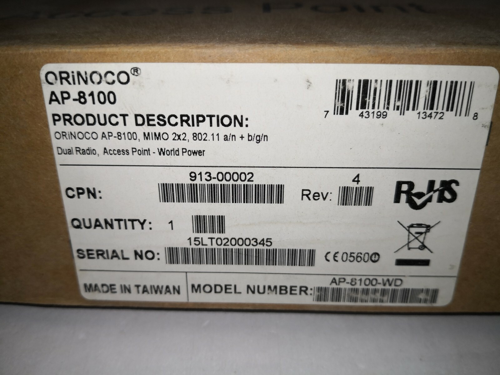 Orinoco WD-802 ORINOCO AP-8100 /AP-8100-WD 802.11 a/n + b/g/n PROXIM WIRELESS 5