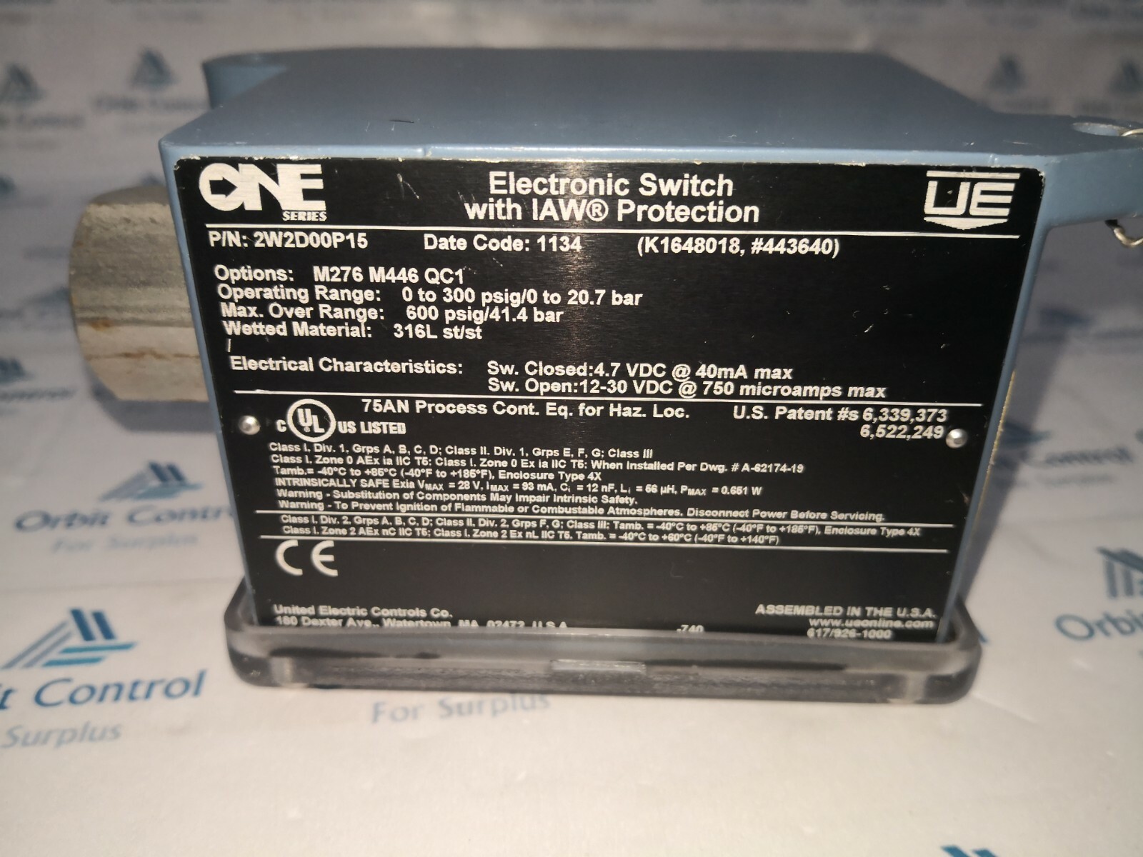 UNITED ELECTRIC 2W2D00P15 United Electric 2W2D00P15 Discrete Input Pressure Switch 4