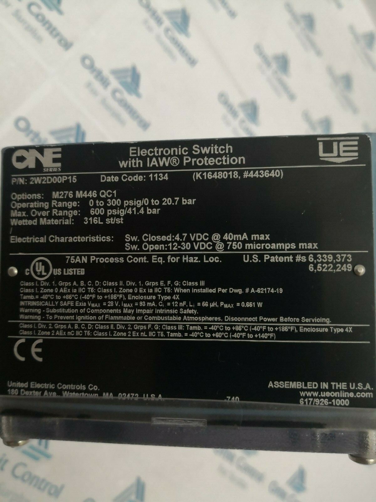 UNITED ELECTRIC 2W2D00P15 United Electric 2W2D00P15 Discrete Input Pressure Switch 6
