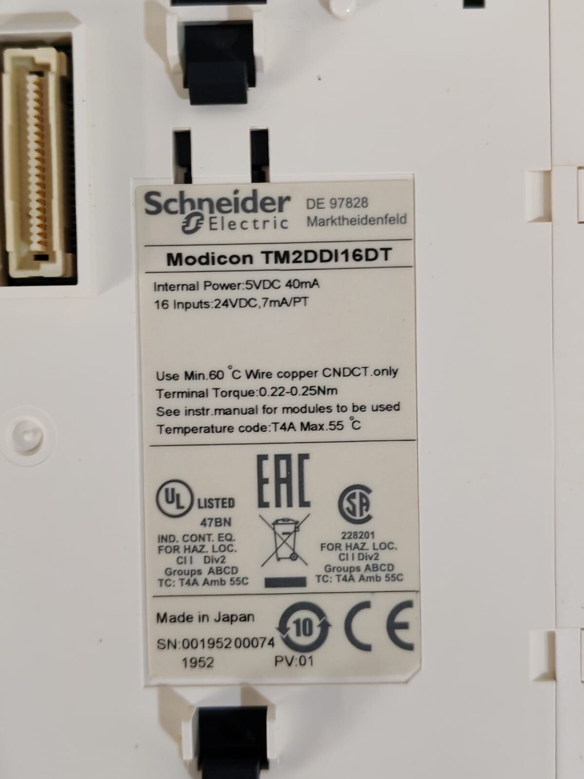 Schneider Electric TM2DDI16DT SCHNEIDER ELECTRIC TM2DDI16DT I/O EXPANSION MODULE MODICON 399576 4