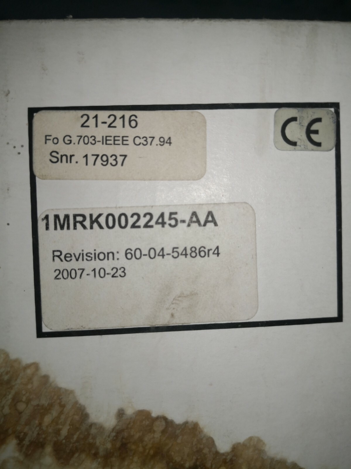 Fiber system C37.94 Fiber system 1MRK002245-AA Fiber Optical 21-216, G.703 Codir - IEEE C37.94 8