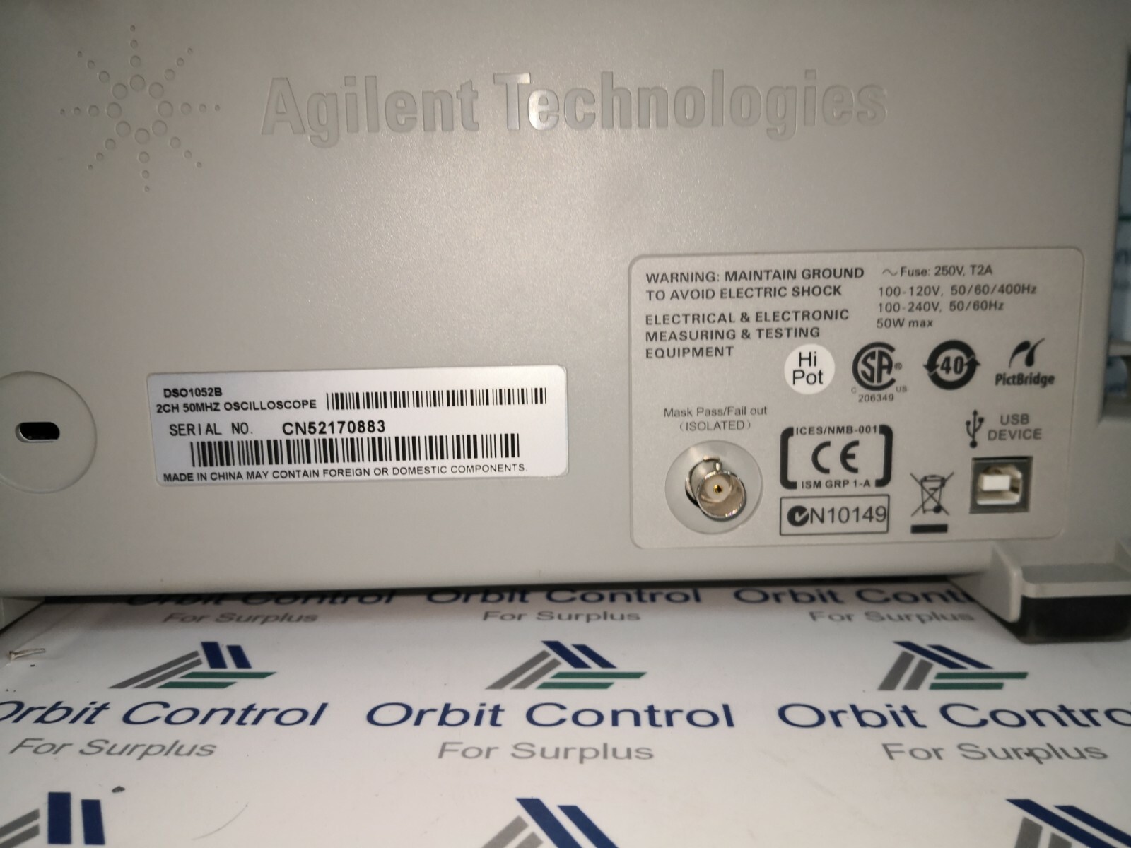 Agilent DSO1052B DSO1052B / Agilent Digital Oscilloscope, DSO1000A / B Series, 2 Channel, 50 MHz 3