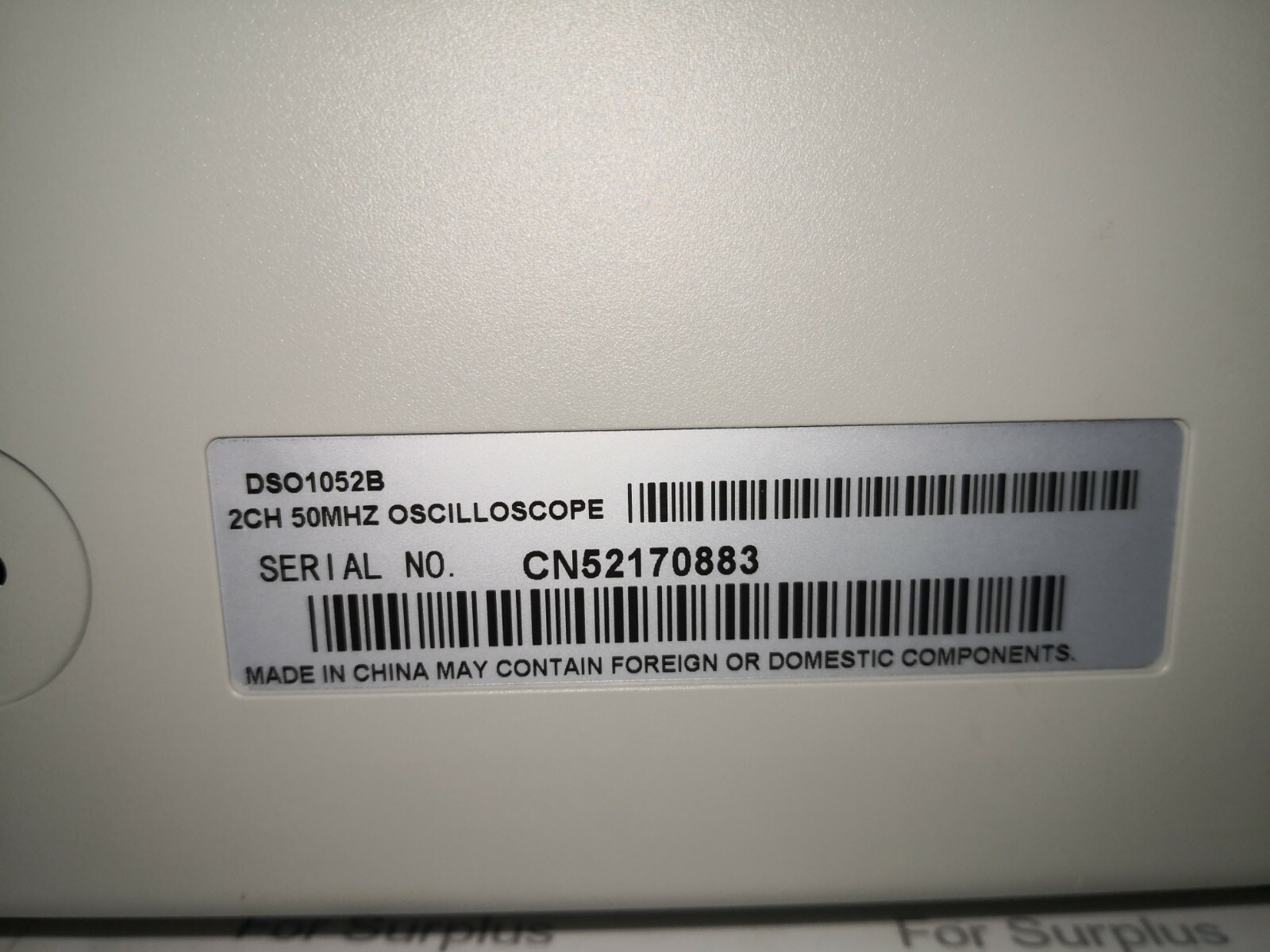 Agilent DSO1052B DSO1052B / Agilent Digital Oscilloscope, DSO1000A / B Series, 2 Channel, 50 MHz 4