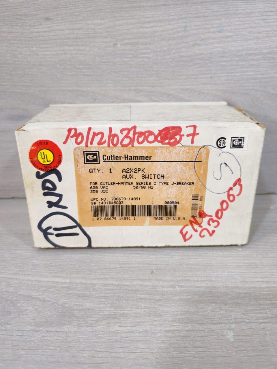 Eaton 1491D45G03 EATON/CUTLER-HAMMER A2X2PK AUX. SWITCH FOR SERIES C TYPE J-BREAKER 1491D45G03 9