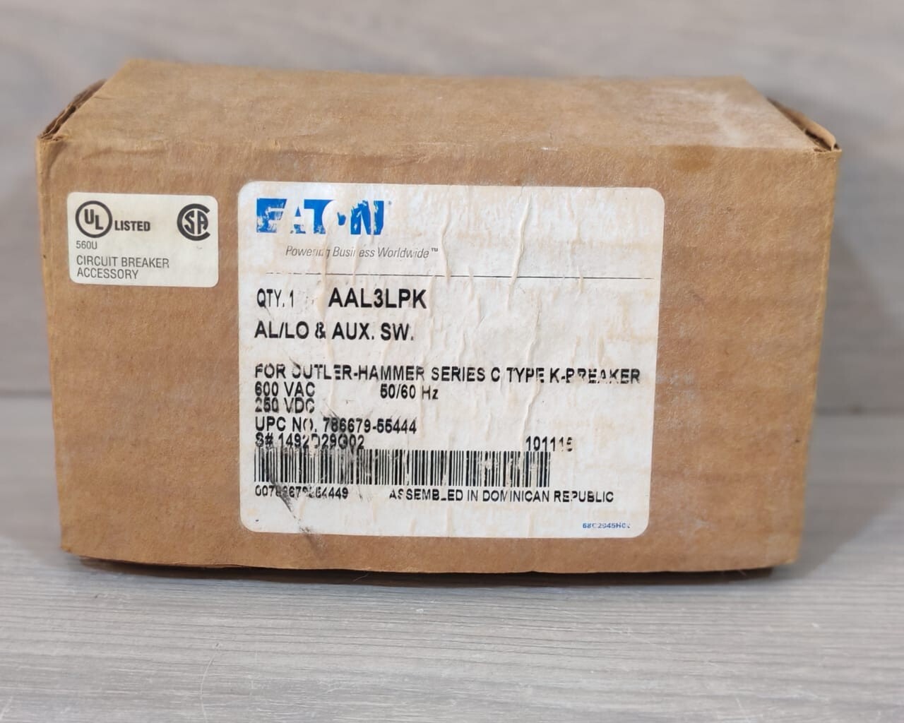 Eaton 1492D29G02 EATON AAL3LPK AL/LO & AUX. SW FOR SERIES C TYPE K-BREAKER 1492D29G02 600VAC 8