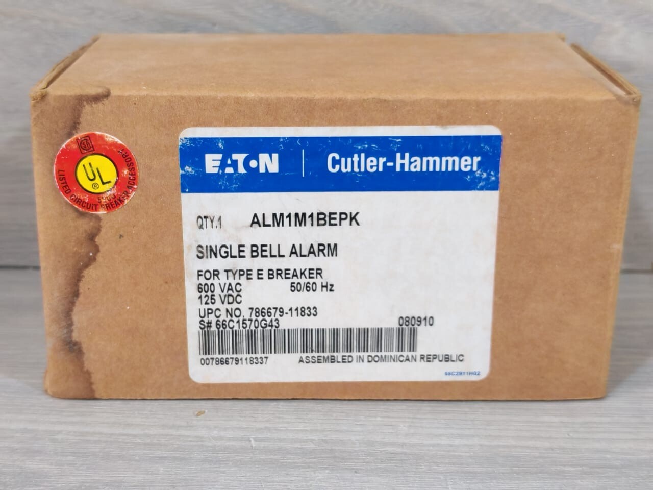 EATON / CUTLER-HAMMER 66C1570G43 EATON / CUTLER-HAMMER ALM1M1BEPK SINGLE BELL ALARM FOR TYPE E BREAKER 66C1570G43 9