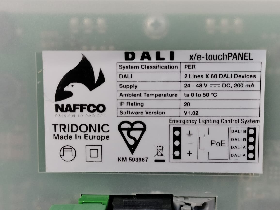 NAFFCO x / e-touchPANEL NAFFCO / TRIDONIC / DALI x / e-touchPANEL 2 Lines X 60 DALI Devices 24-48V DC 5
