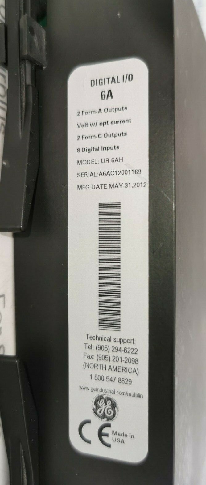 GE UR 6AH GE Multilin UR 6AH Digital I/O, 8 Digital Inputs, 2 Form-A/C Outputs 6A 2
