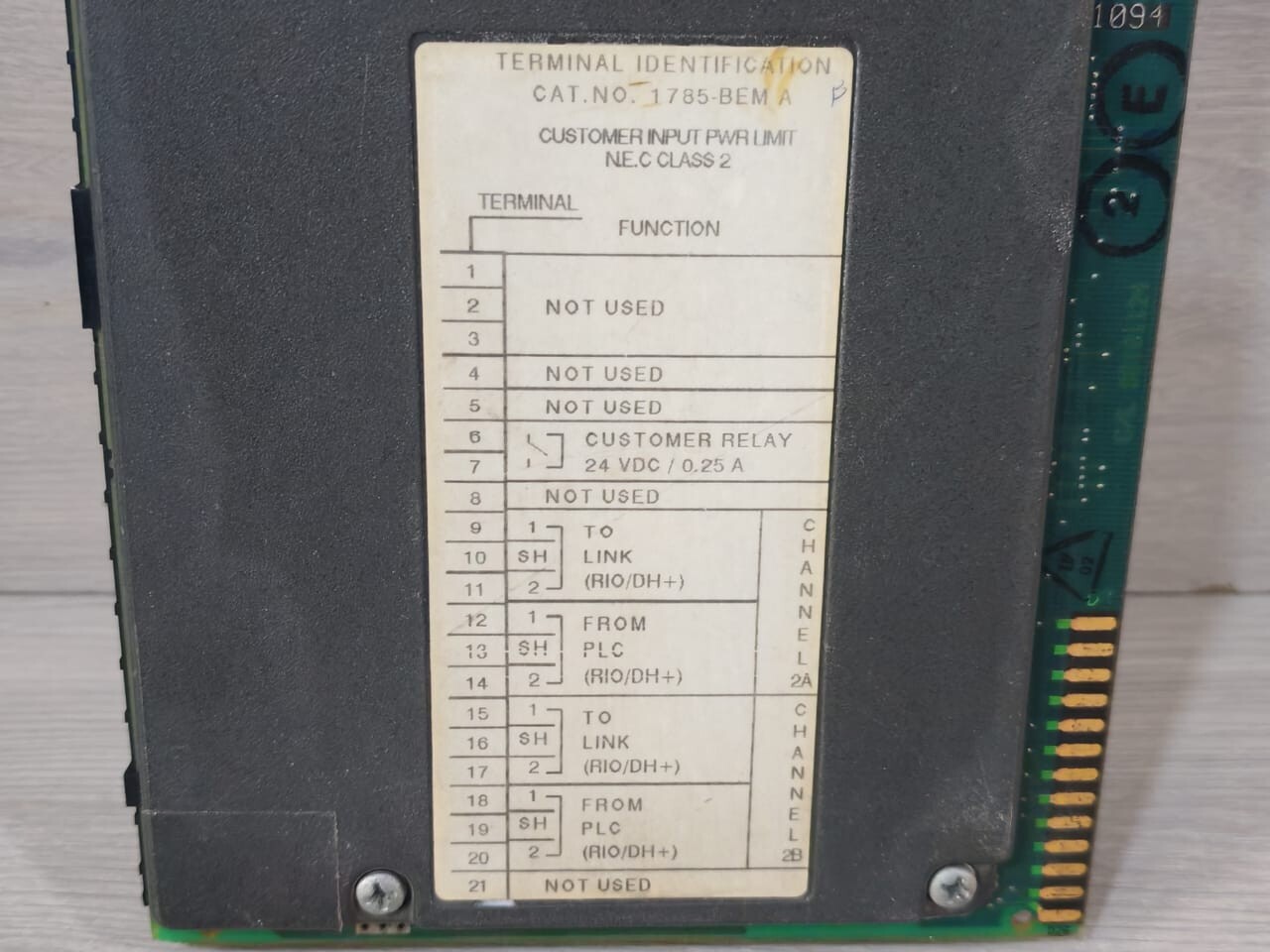 Allen-Bradley 1785-BEM A ALLEN BRADLEY 1785-BEM A BACKUP EXPANSION MODULE SER. A, F/W REV. E, 1785BEMA 3
