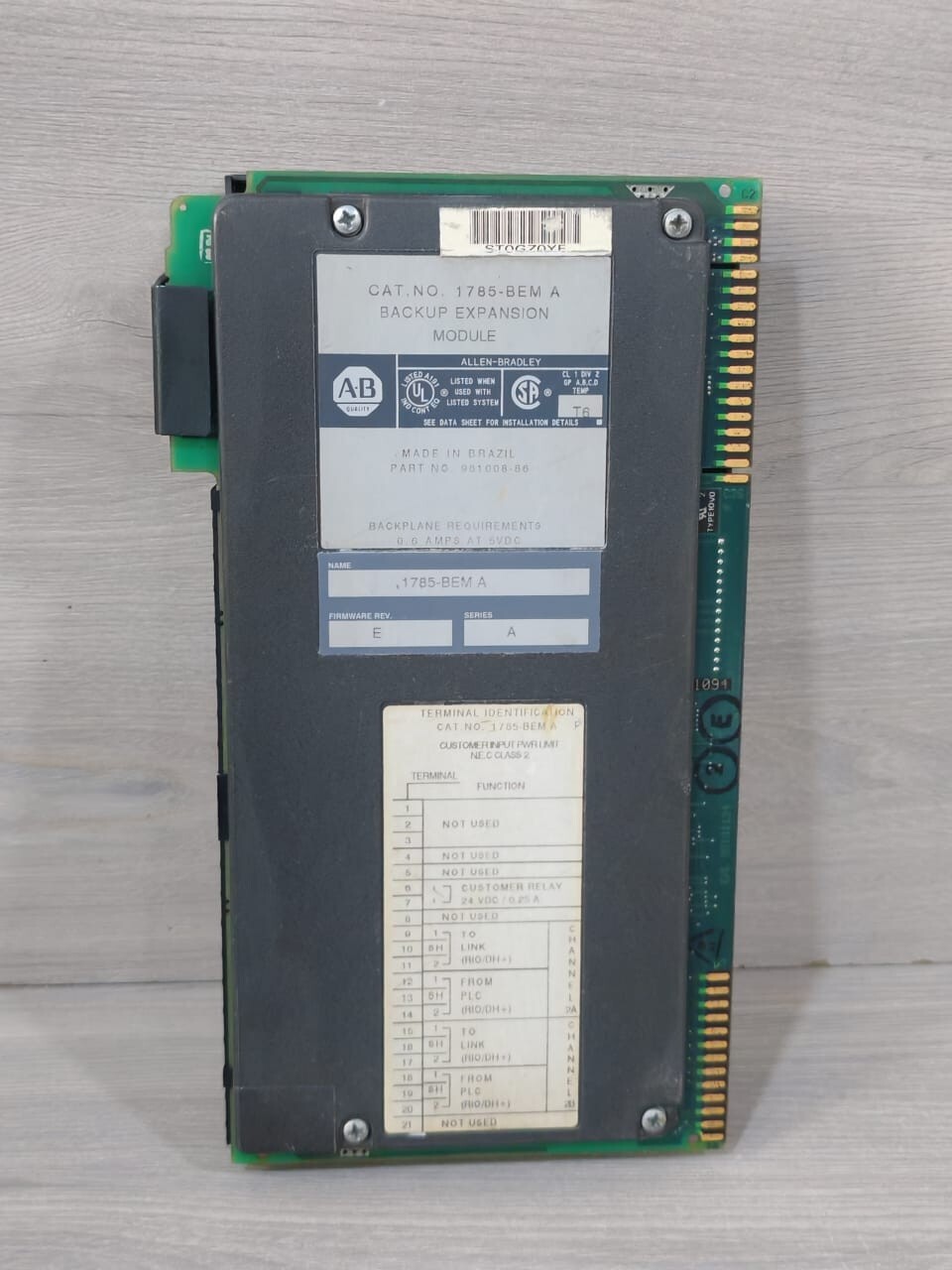 Allen-Bradley 1785-BEM A ALLEN BRADLEY 1785-BEM A BACKUP EXPANSION MODULE SER. A, F/W REV. E, 1785BEMA 4