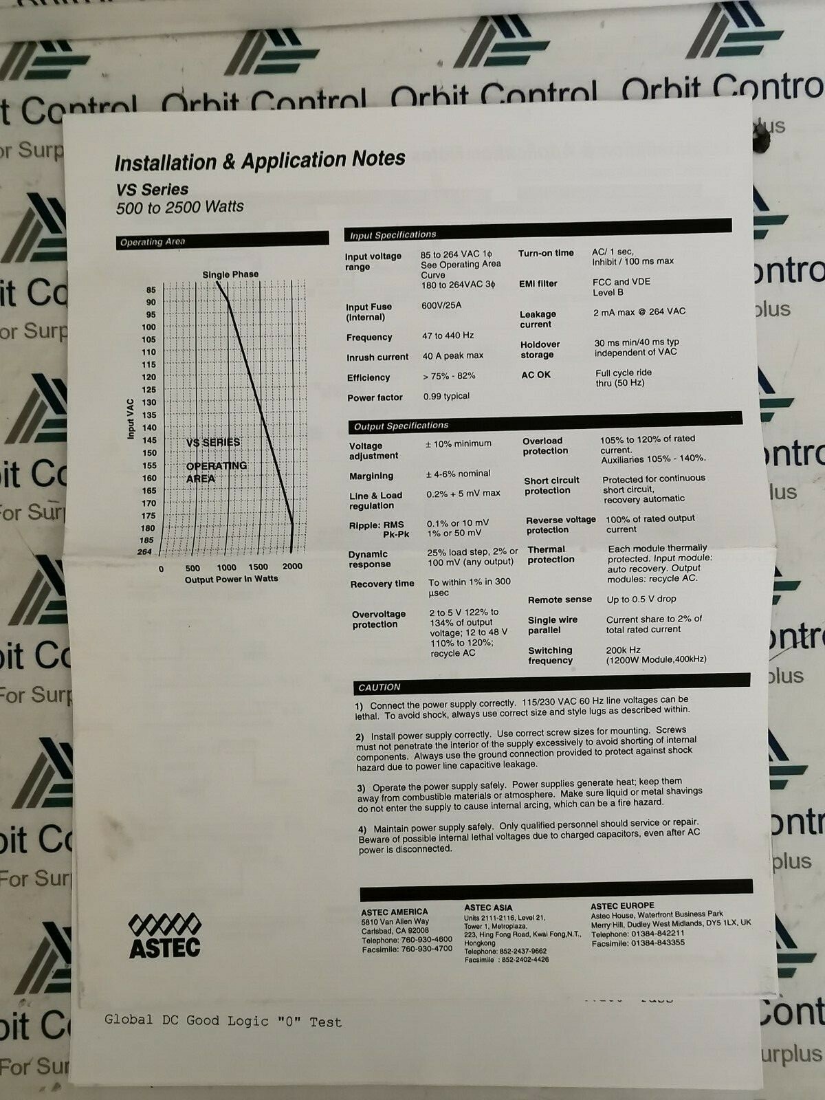 ASTEC VS3-C8-C8-20 (-615-CE) ASTEC VS3-C8-C8-20 (-615-CE) 2000 W VS CONFIGURABLE POWER SUPPLY 9