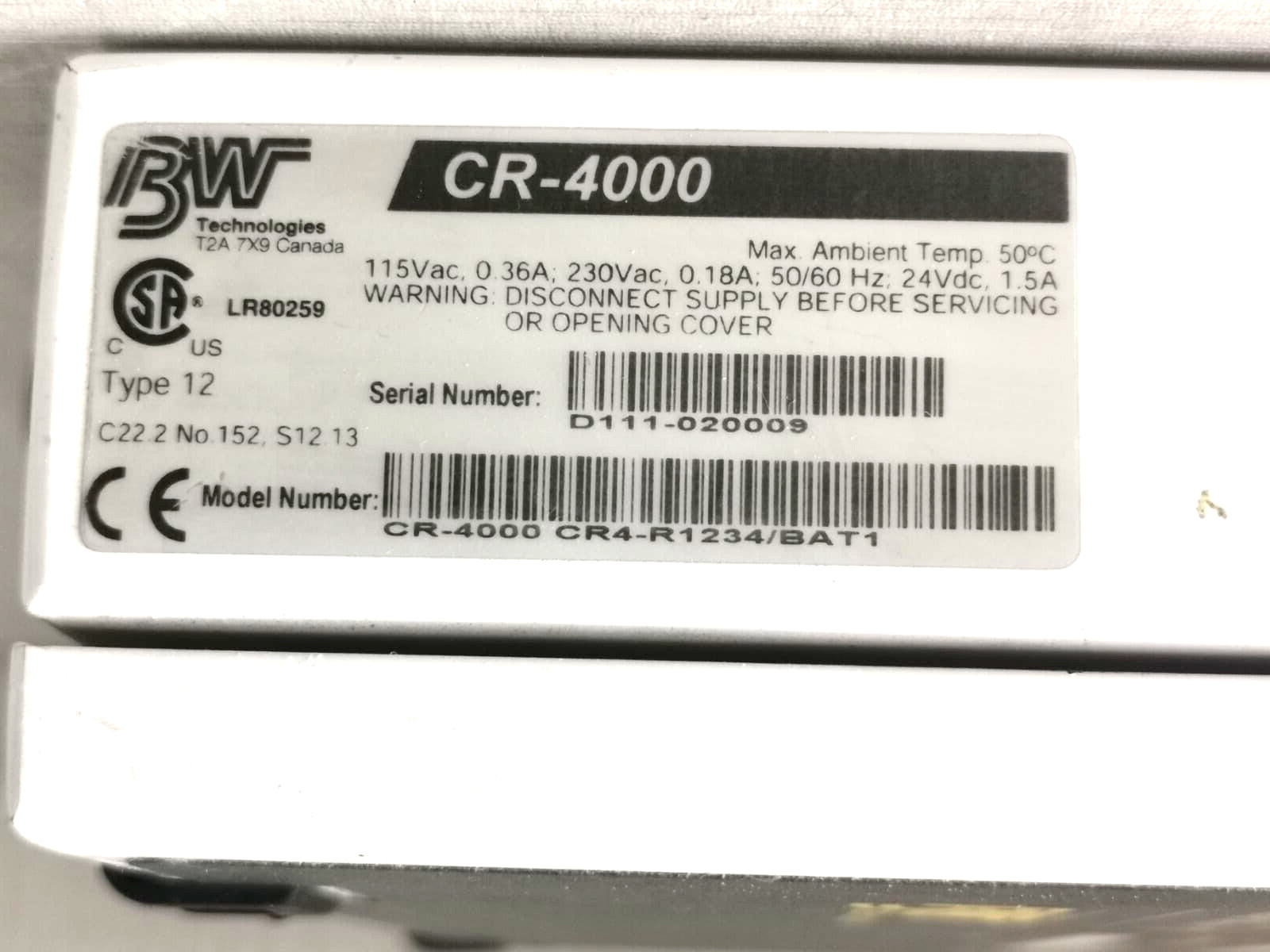 BW Technologies CR-4000 BW TECHNOLOGIES CR-4000 MULTI-CHANNEL GAS DETECTOR CONTROLLER 7