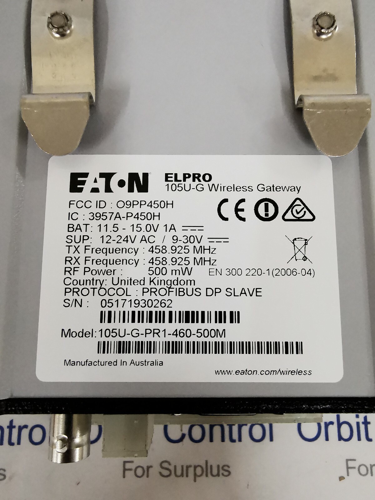 Gateway 105U-G-PR1-460-500M Eaton Elpro 105U-G Wireless Gateway - / 105U-G-PR1-460-500M Profibus 5