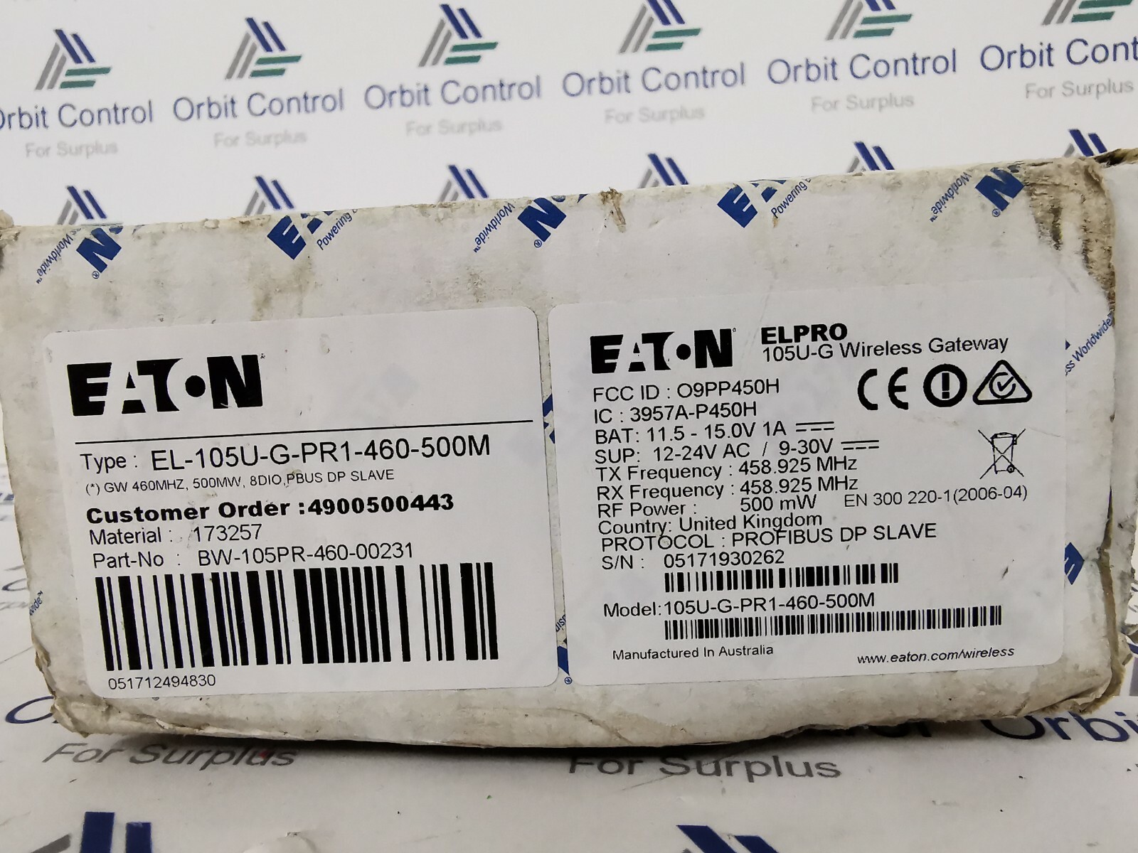 Gateway 105U-G-PR1-460-500M Eaton Elpro 105U-G Wireless Gateway - / 105U-G-PR1-460-500M Profibus 7