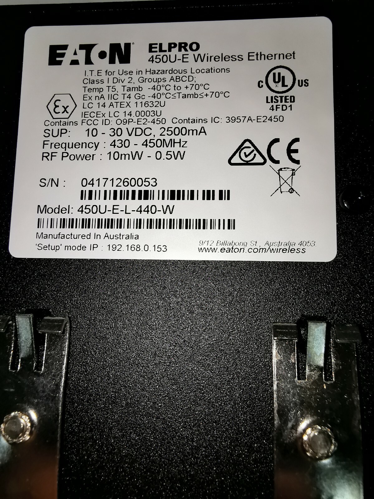 Eaton EL-450U-E-L-440-W Eaton Elpro 450U-E Wireless Ethernet - / EL-450U-E-L-440-W 6