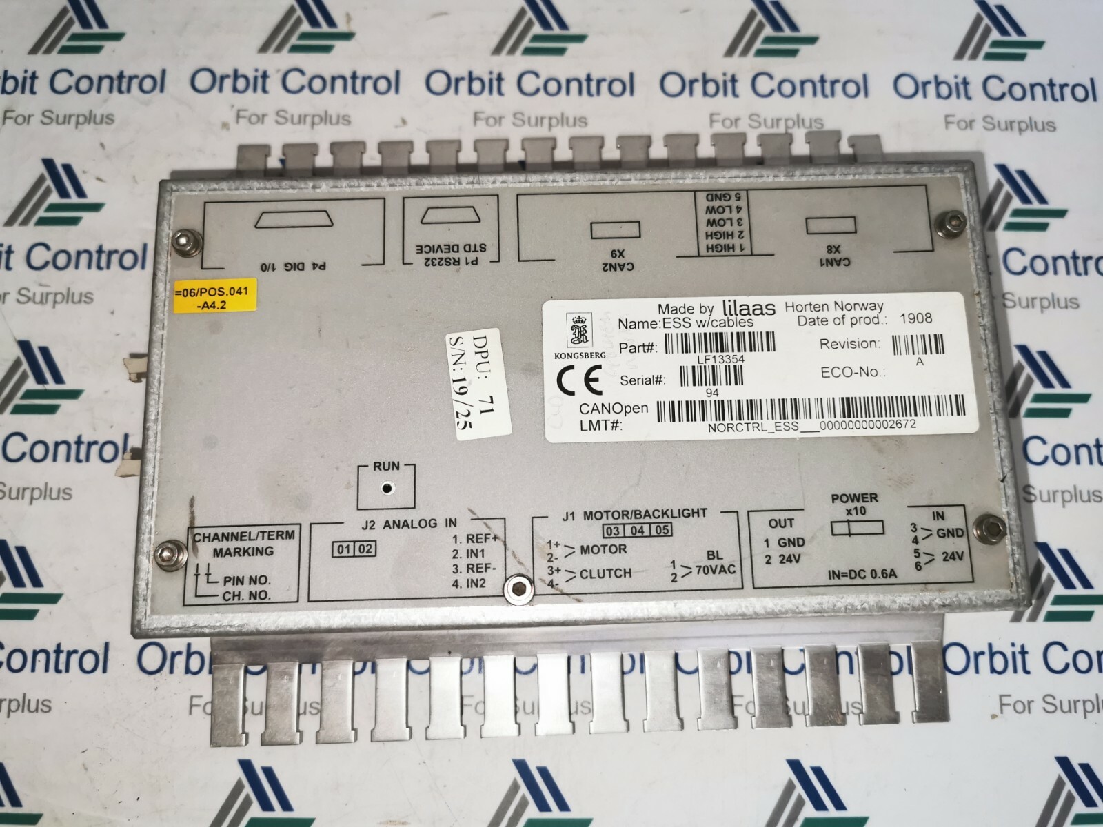 kongsberg lilaas control levers EES W/Cables LF13354 Rev: A