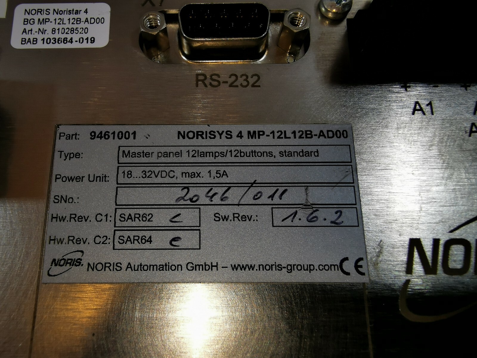 UNKNOWN MP-12L12B-AD00 Noris NORISYS 4 MP-12L12B-AD00 Master Panel 12Lamps/12 buttons 9461001 3
