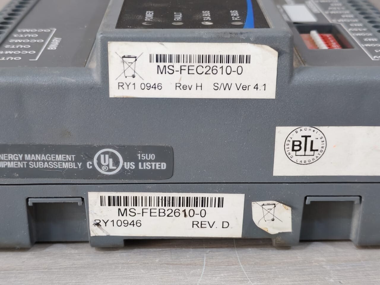 Johnson Controls FEC2610-0 JOHNSON CONTROLS MS-FEC2610-0 REV.H S/W VER 4.1 /MS-FEB2610-0 RY10946 REV.D 2