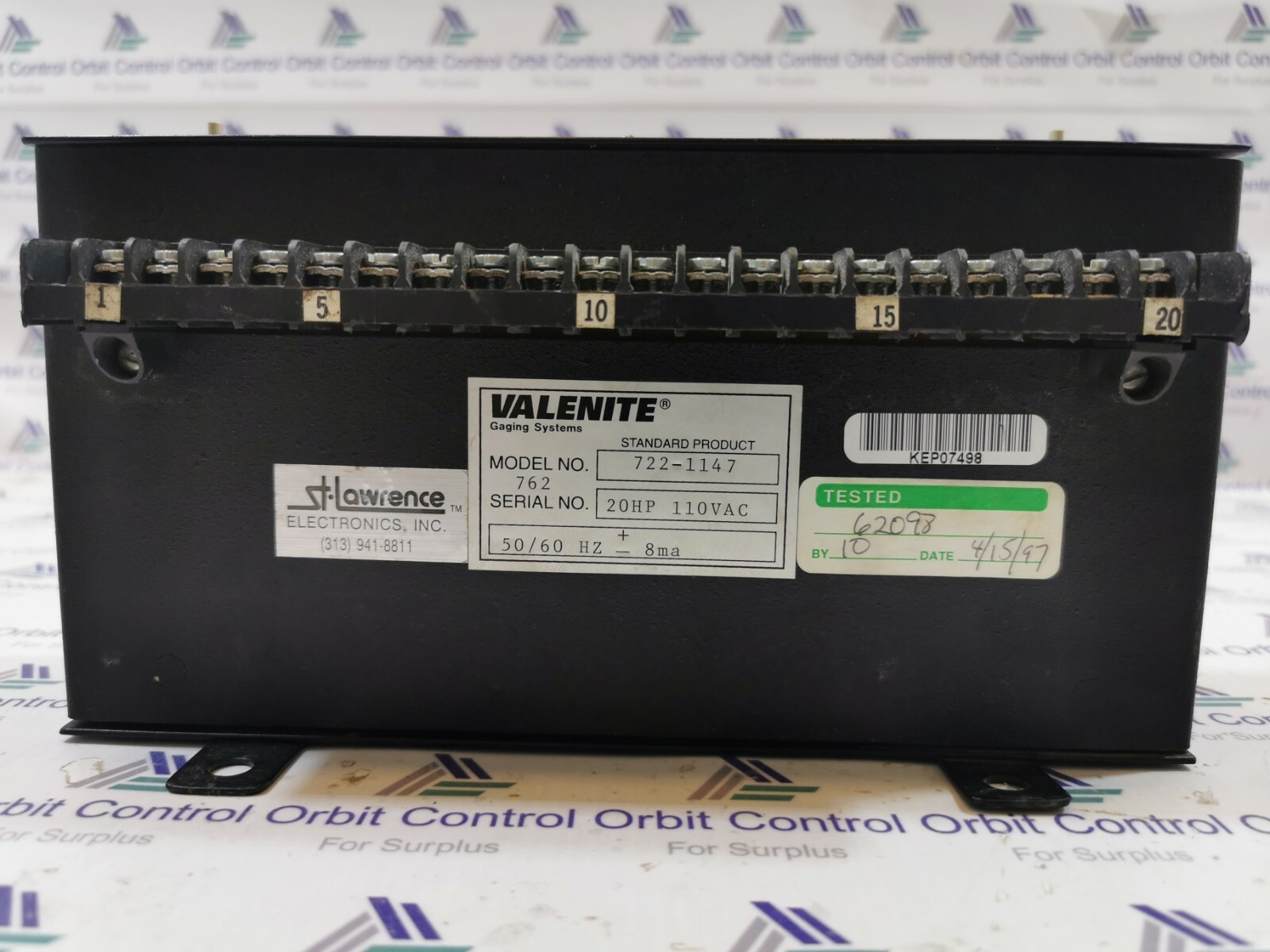 Valenite 722-1147 Valenite Gaging Systems 722-1147 Serial no: 20HP 110VAC 2