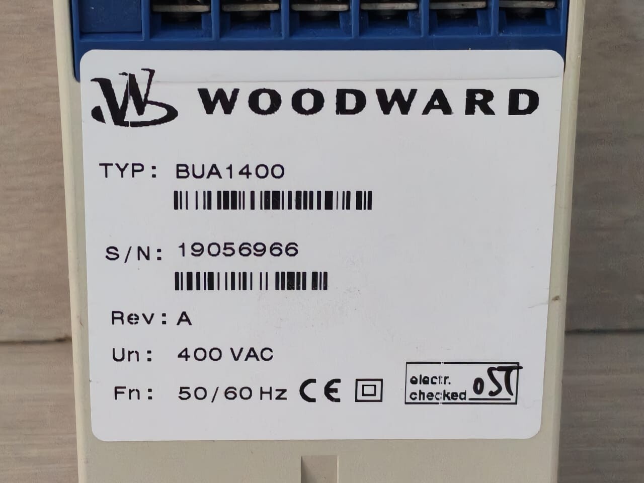 Woodward BUA1400 WOODWARD BUA1400 PROTECTION DEVICE REV.A 400VAC 50/60Hz 2