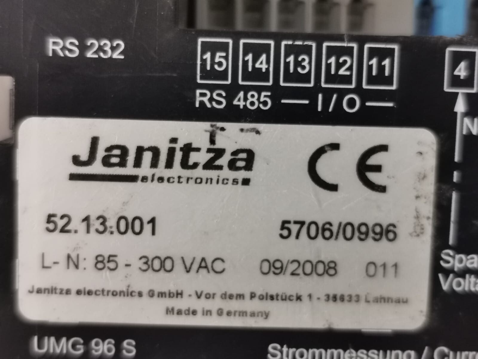 Janitza UMG 96S Janitza Electronic UMG 96S, 52.13.001 9