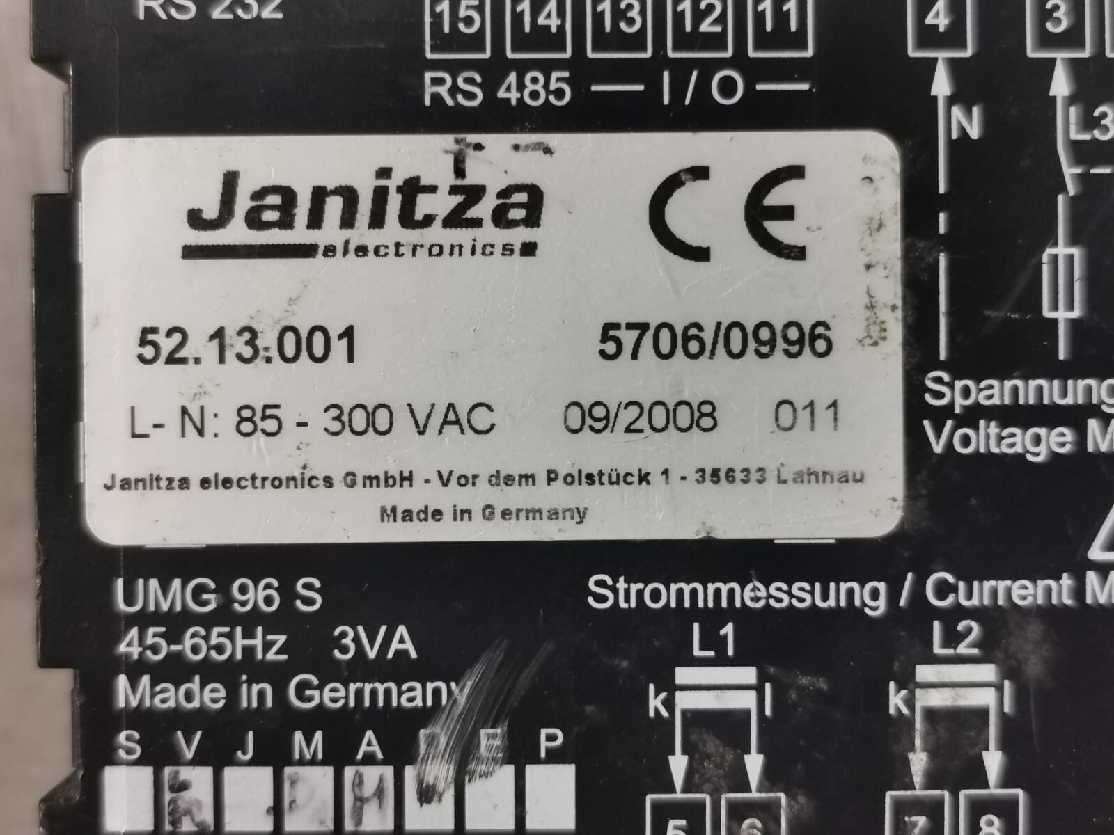 Janitza UMG 96S Janitza Electronic UMG 96S, 52.13.001 10