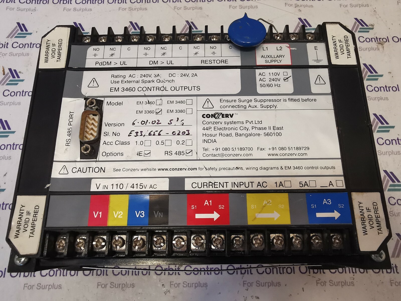 CONZERV EM3360 EM 3360 CONZERV POWER & ENERGY MONITOR 3
