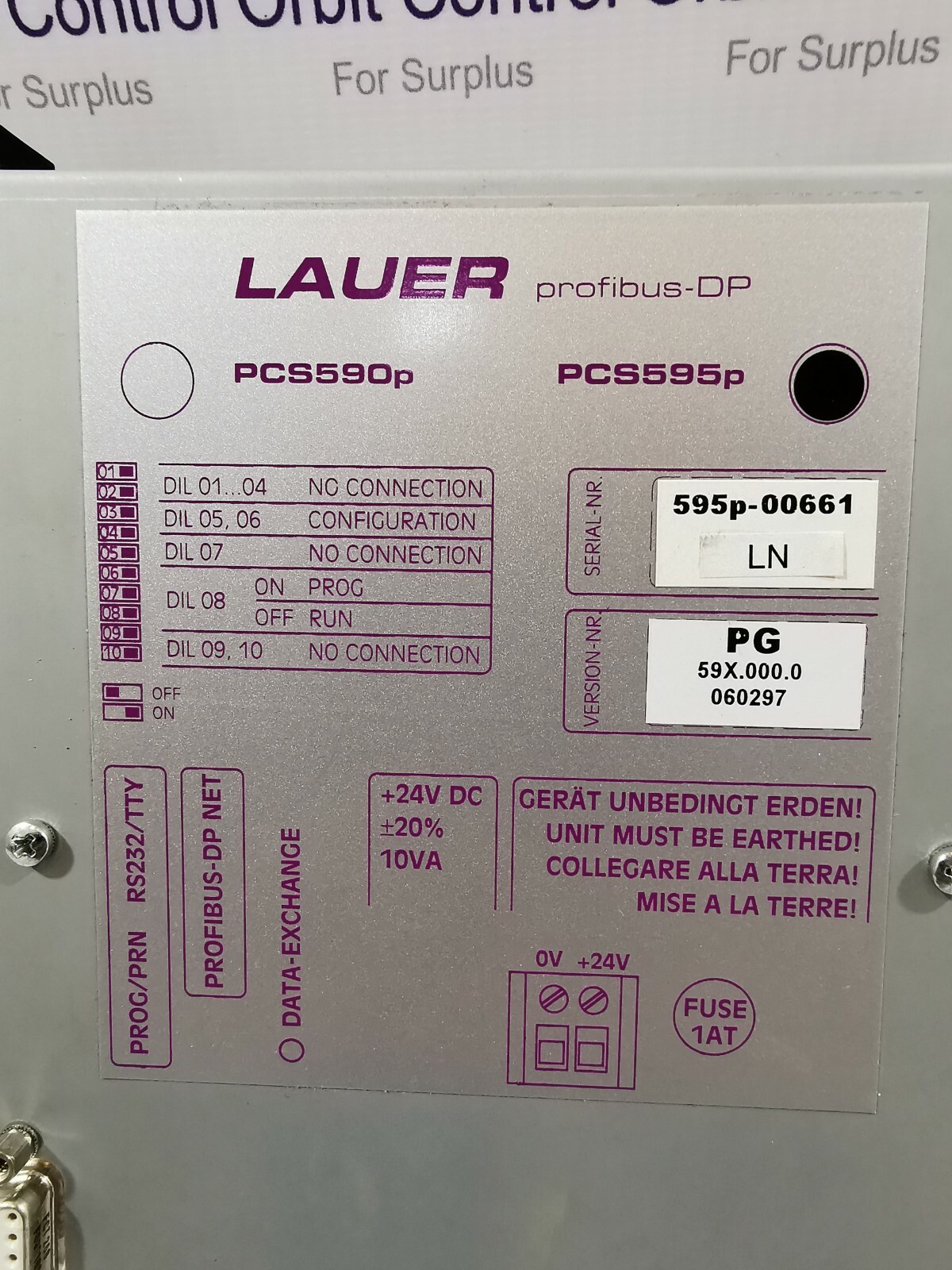 LAUER PCS 595p LAUER PROFIBUS DP PCS 595p OPERATOR PANEL PCS595p 4