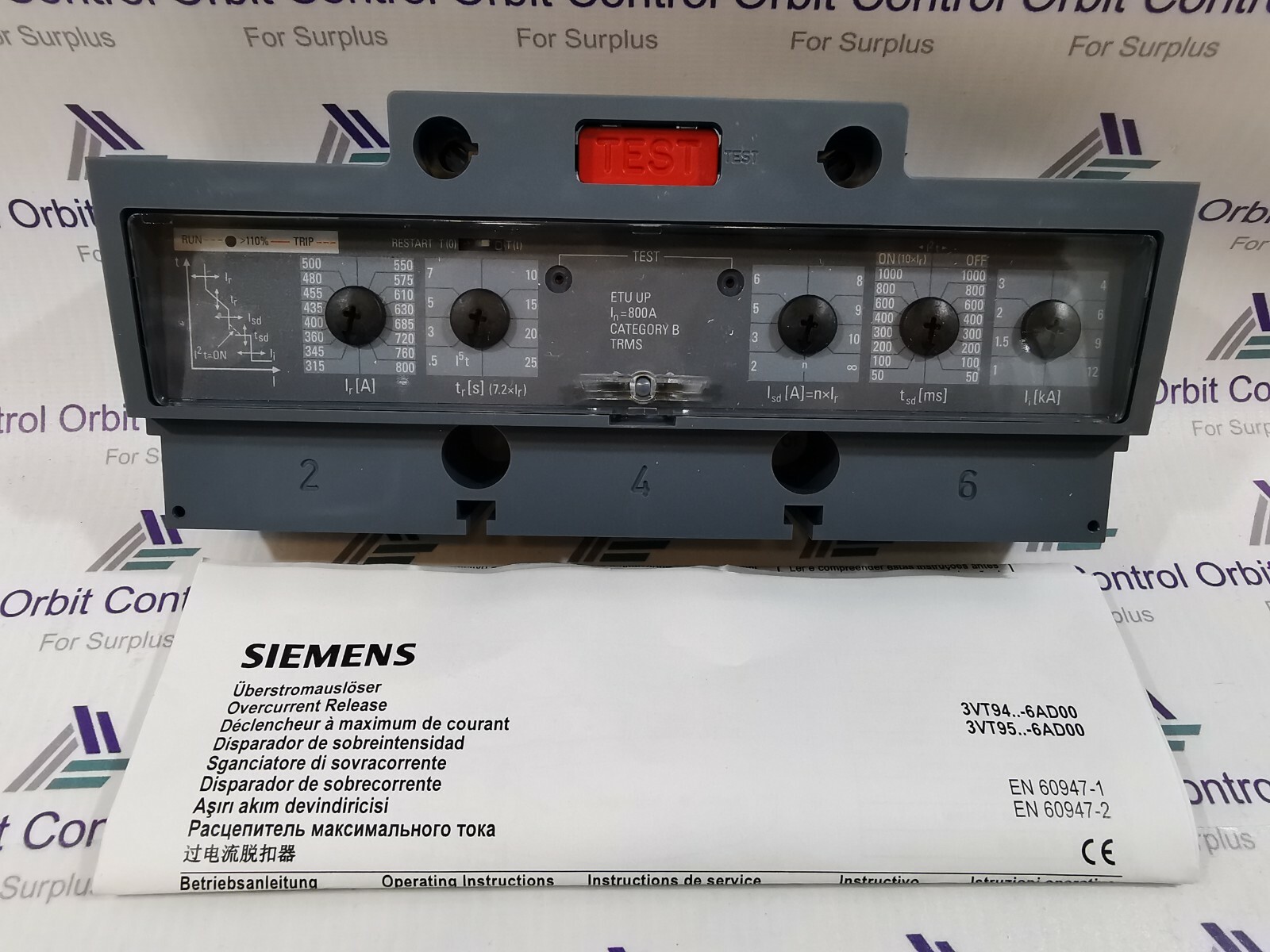 Siemens 3VT9480-6AD00 SIEMENS 3VT9480-6AD00 Electronic Trip Unit 3