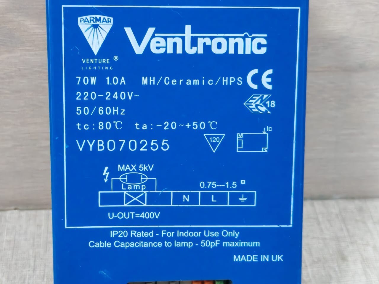 Venture VYBO70255 Venture Ventronic VYBO70255 70W 1.0A MH/CERAMIC / HPS 2