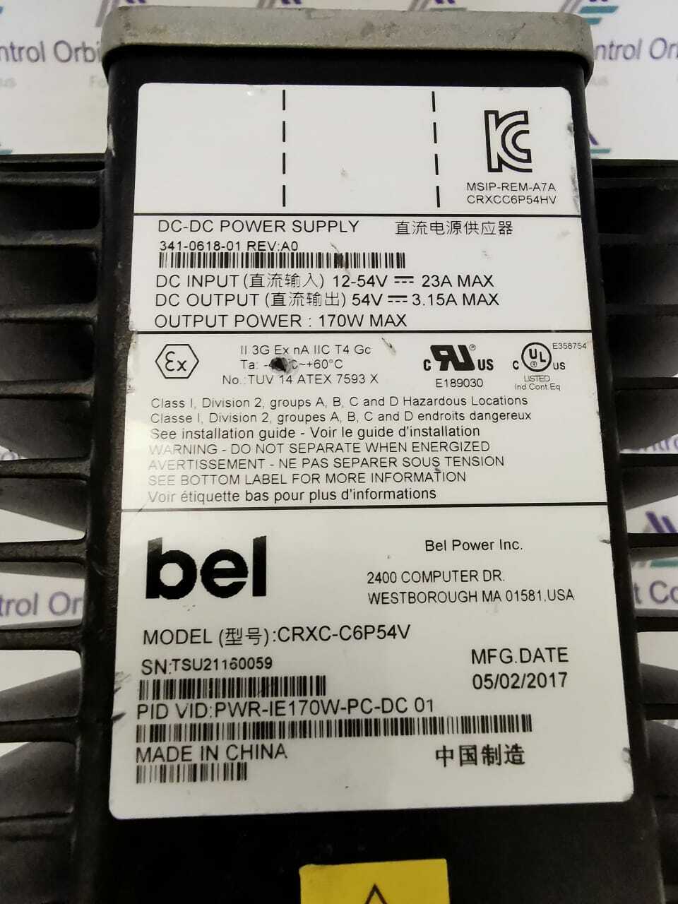 Cisco DC-01 Cisco PWR-IE170W-PC-DC 01 Power Supply CRXC-C6P54V 4