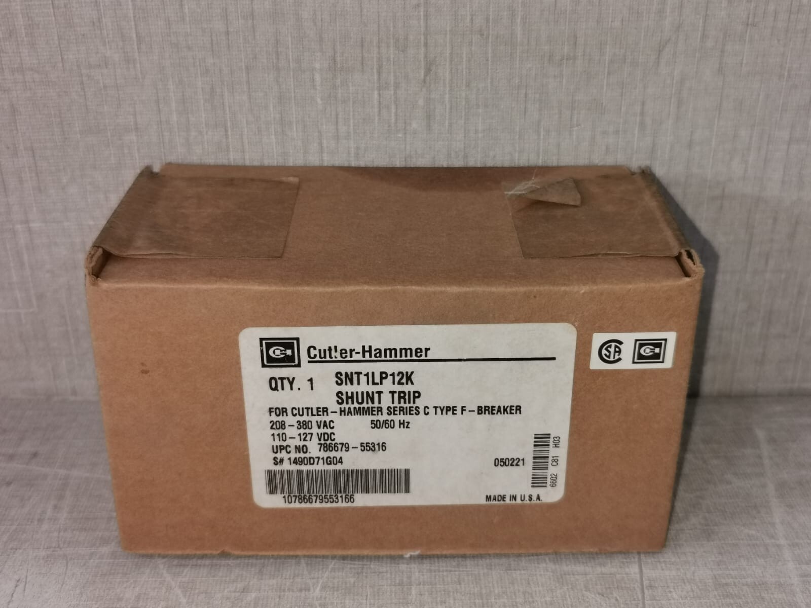 Eaton 1490D71G04 EATON SNT1LP12K SHUNT TRIP FOR CUTLER-HAMMER SER.C TYPE F-BREAKER 1490D71G04 10