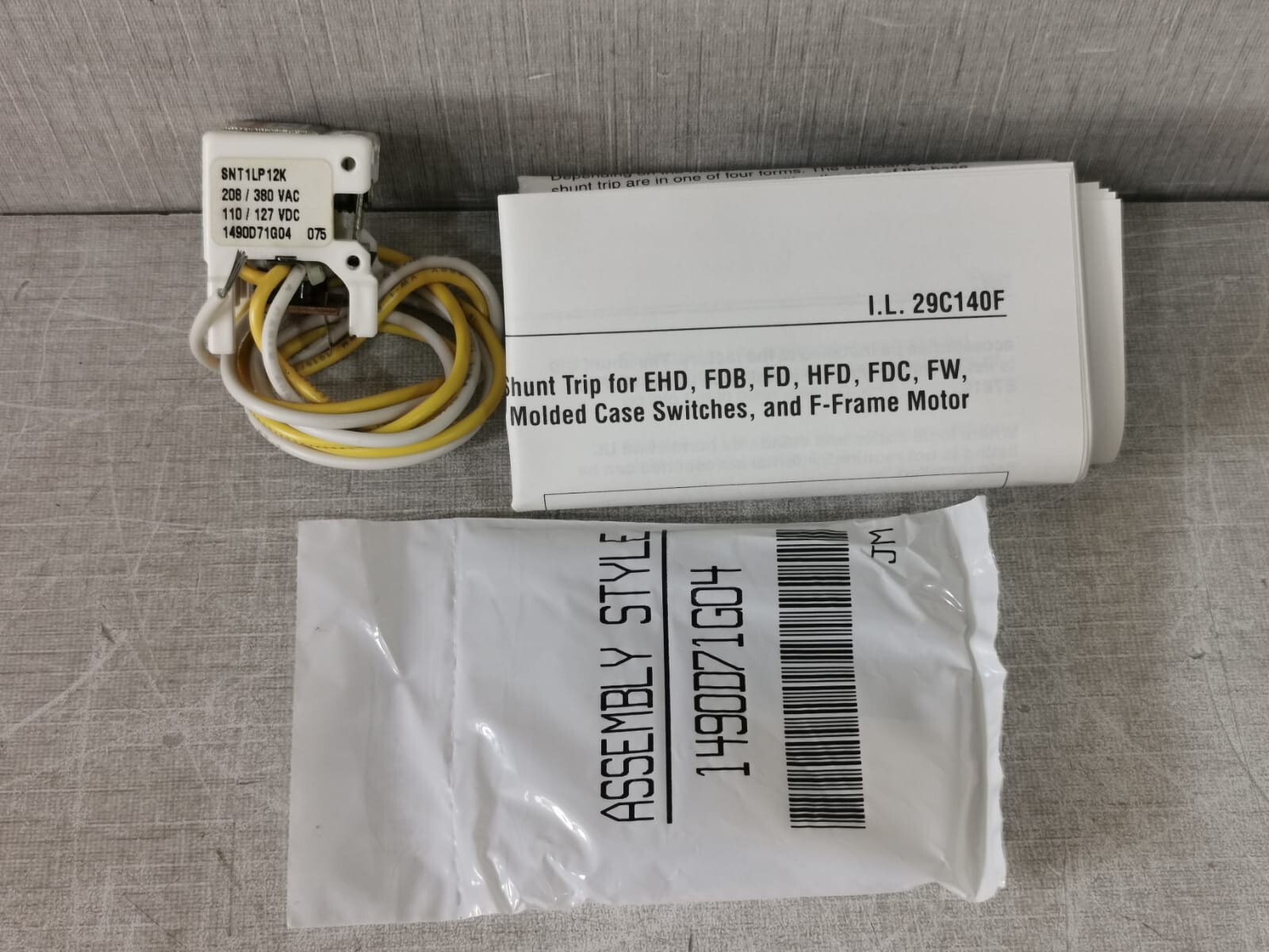 EATON SNT1LP12K SHUNT TRIP FOR CUTLER-HAMMER SER.C TYPE F-BREAKER 1490D71G04