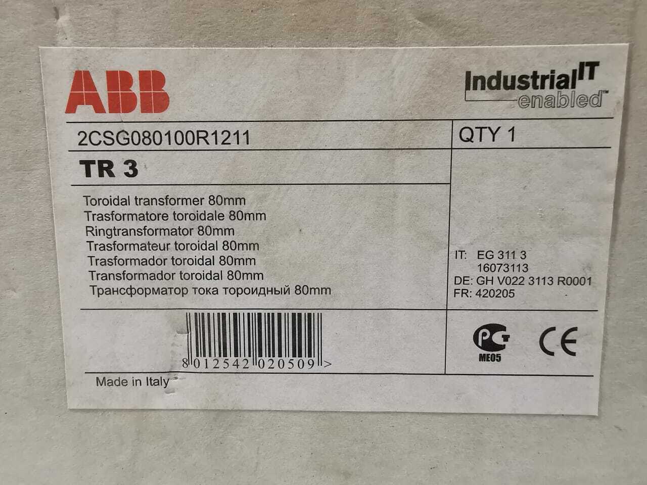 ABB 2CSG080100R1211 TR 3 TAROIDAL TRANSFORMER