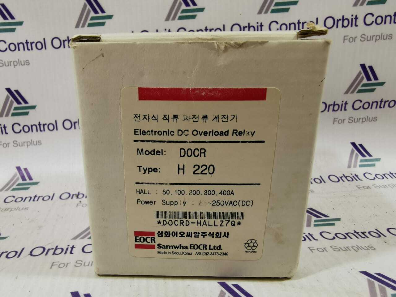 D0CR ELECTRONIC DC OVERLOAD RELAY TYPE: H 220 EOCR